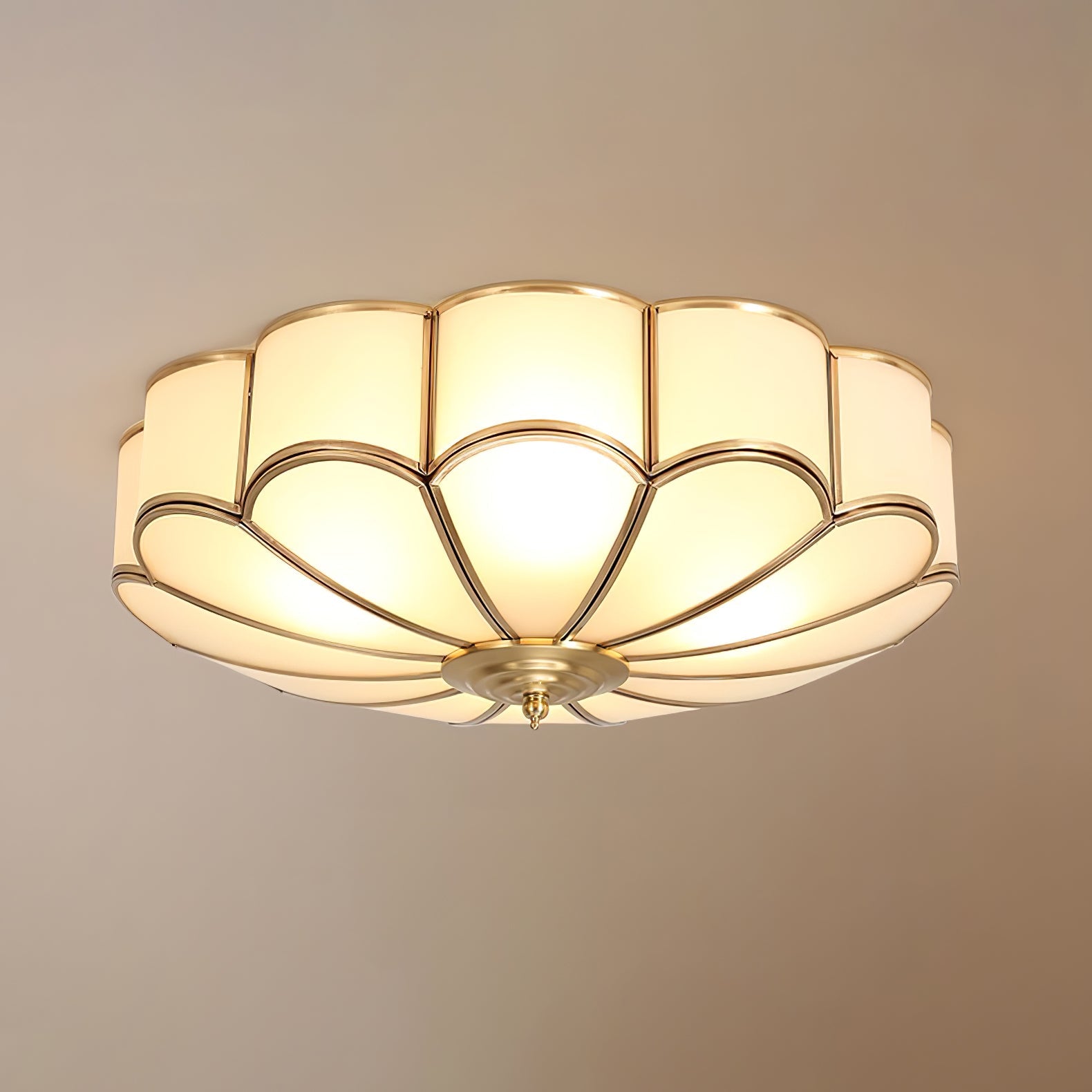 Flower Shape Glass Recessed Ceiling Light 17.7 in Brass Bedroom Study Balcony Indoor Lighting Decorative Fixture | Thomler