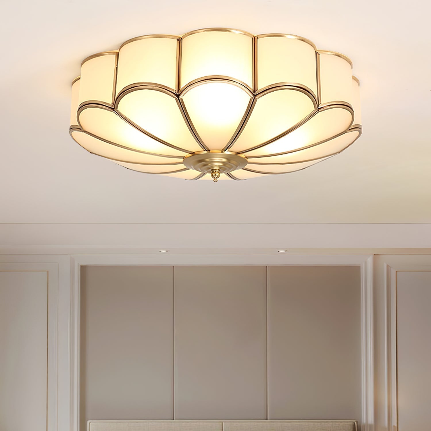 Ceiling Lamp Glass Brass Round Gold Living Room Hallway Dining Room Diffused Light Classic Flush Mount Fixture | Thomler