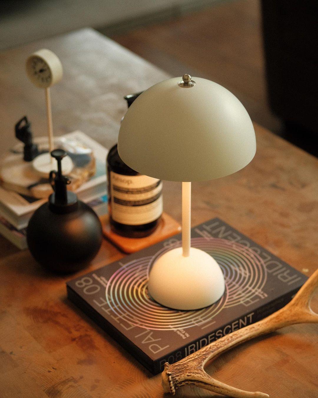 Desk Lamp Metal 6.3 in Rechargeable Tri-Color Small Table Light | Thomler