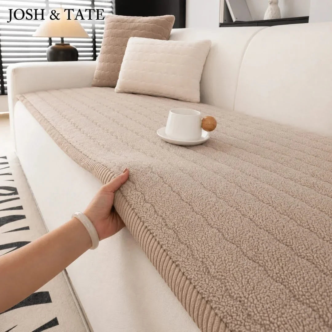 Sherpa Couch Cushion Cover with Non-Slip Backing for Sofa & Loveseat Protection | Thomler