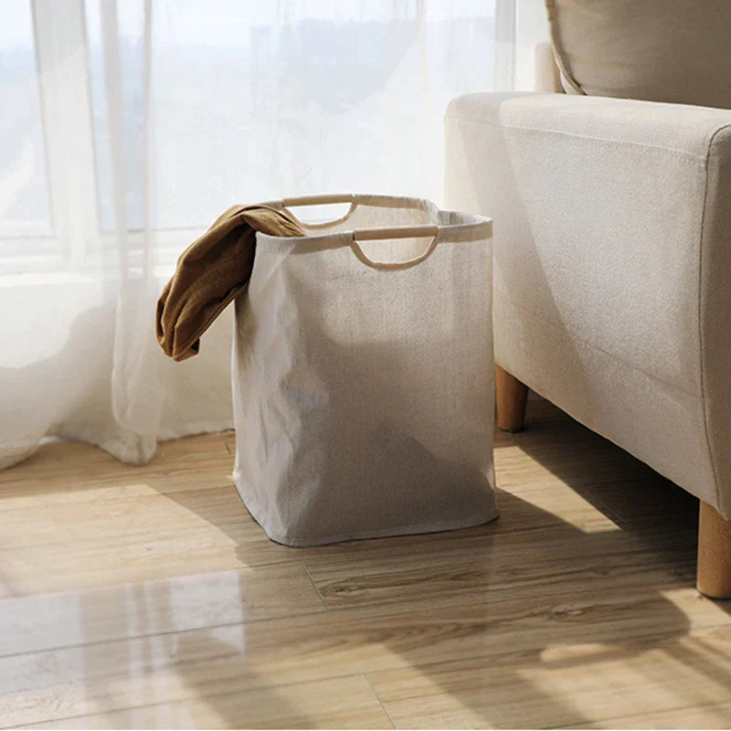 Collapsible Cotton-Linen Laundry Hamper with Handles for Bedroom, Bathroom & Closet Storage | Thomler