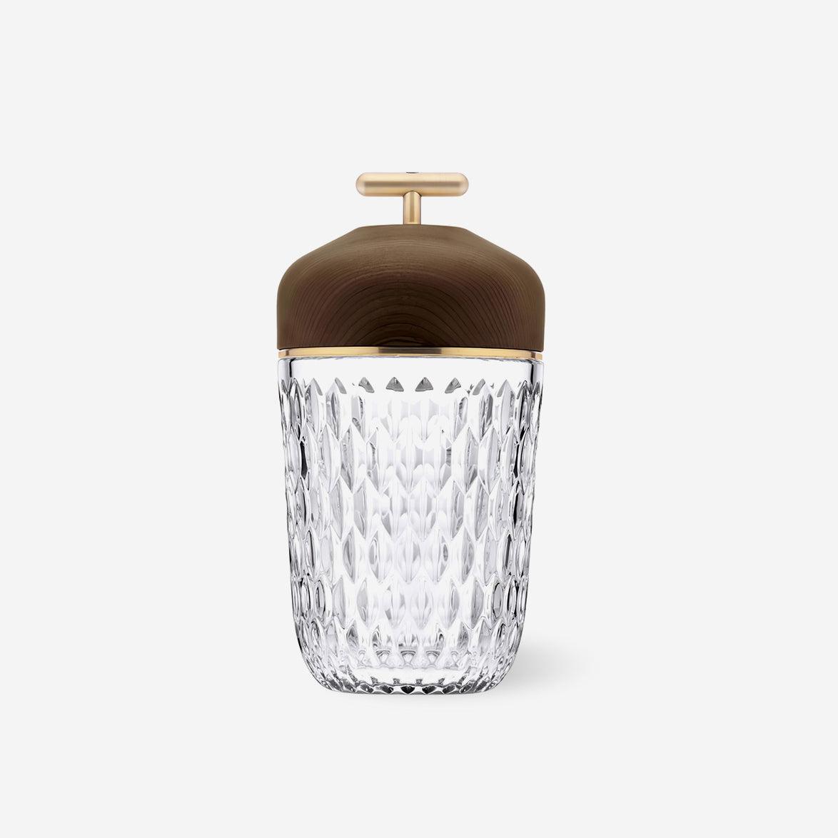 Table Lamp Wood Crystal 11.4 in Portable Walnut Desk Nightstand Lighting USB Warm White | Thomler