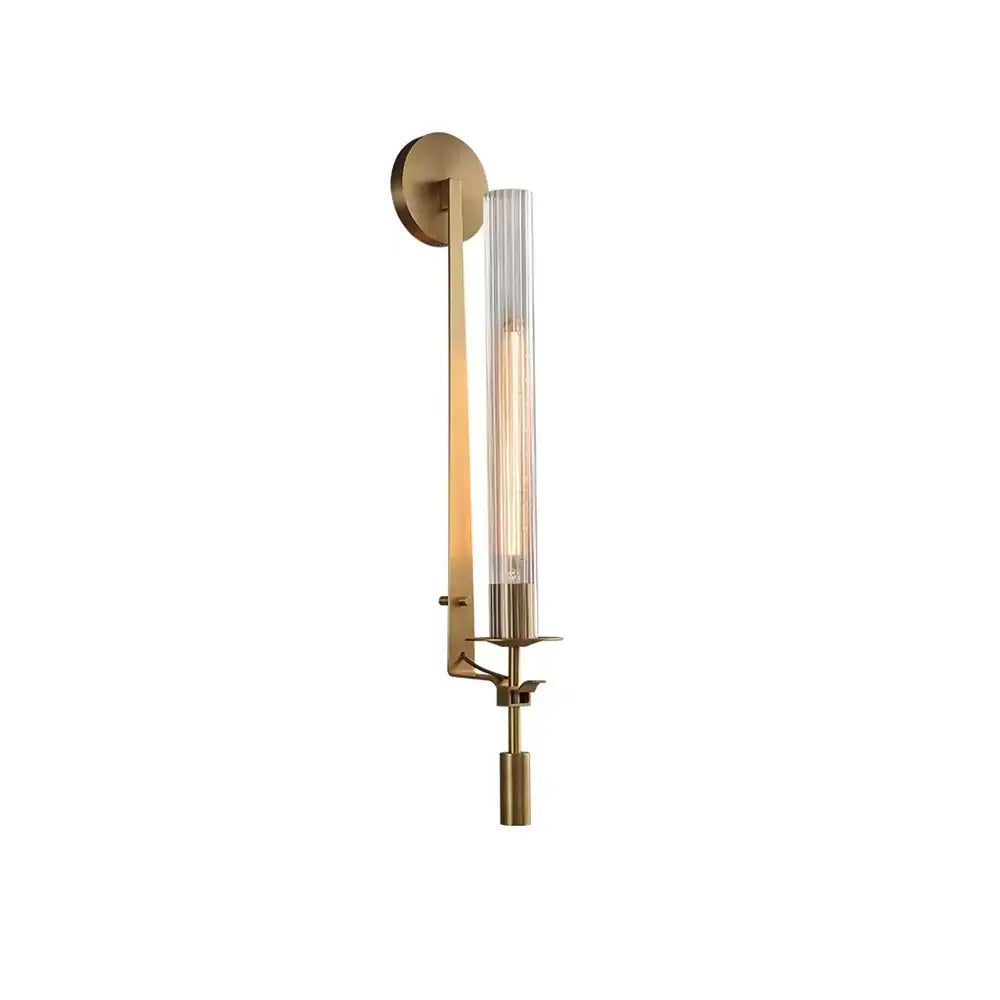 Brass Wall Sconce 28 in (71.0 cm) Clear Glass Indoor Lighting Minimalist Edison Bulb Fixture | Thomler