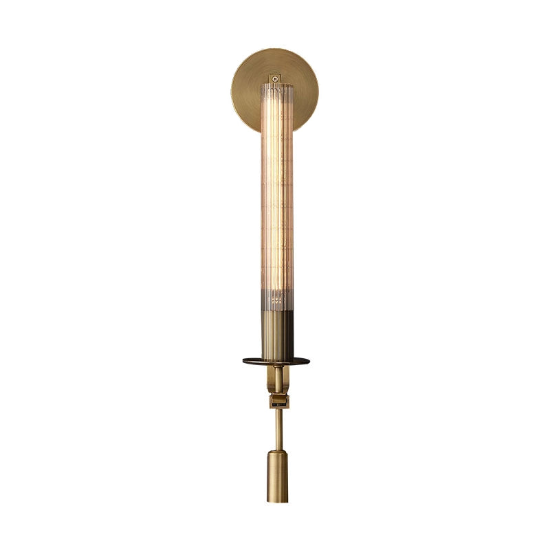 Brass Wall Sconce 28 in (71.0 cm) Clear Glass Indoor Lighting Minimalist Edison Bulb Fixture | Thomler