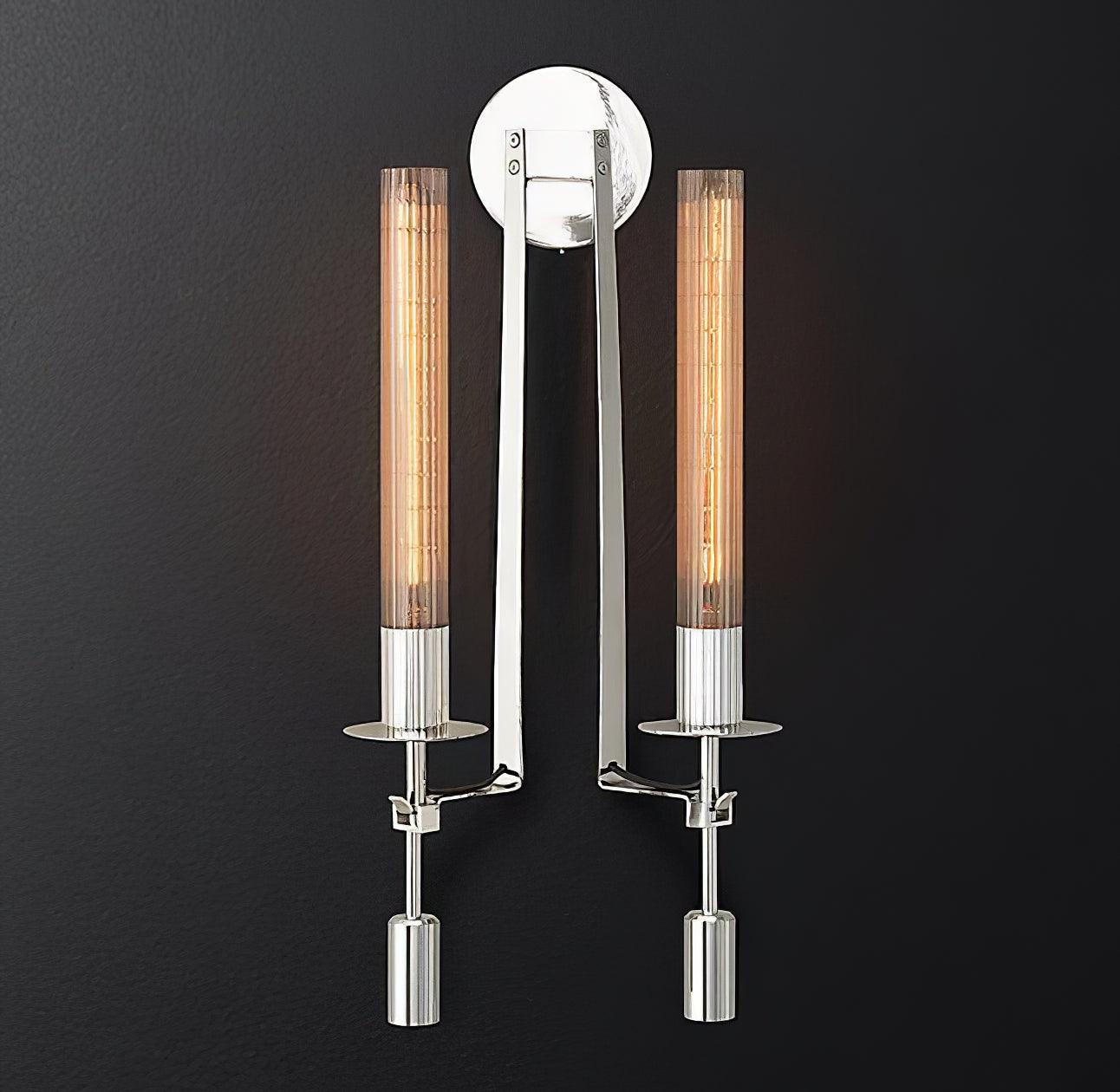 Brass Wall Sconce 28 in (71.0 cm) Clear Glass Indoor Lighting Minimalist Edison Bulb Fixture | Thomler