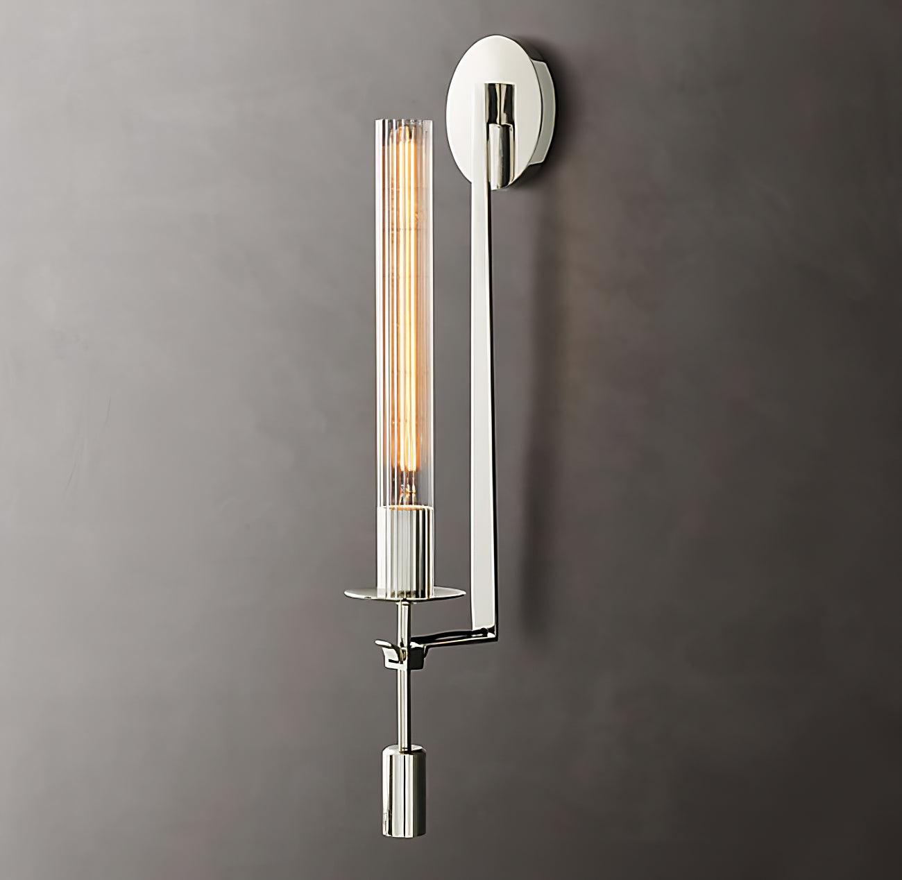 Brass Wall Sconce 28 in (71.0 cm) Clear Glass Indoor Lighting Minimalist Edison Bulb Fixture | Thomler