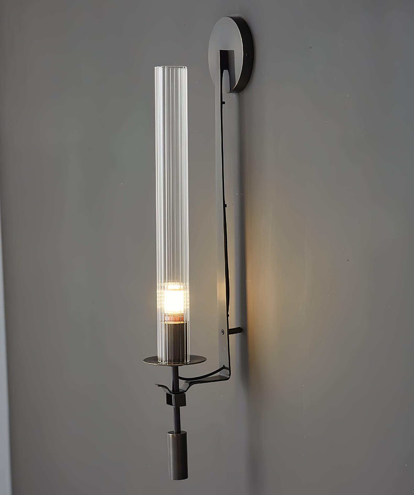 Brass Wall Sconce 28 in (71.0 cm) Clear Glass Indoor Lighting Minimalist Edison Bulb Fixture | Thomler