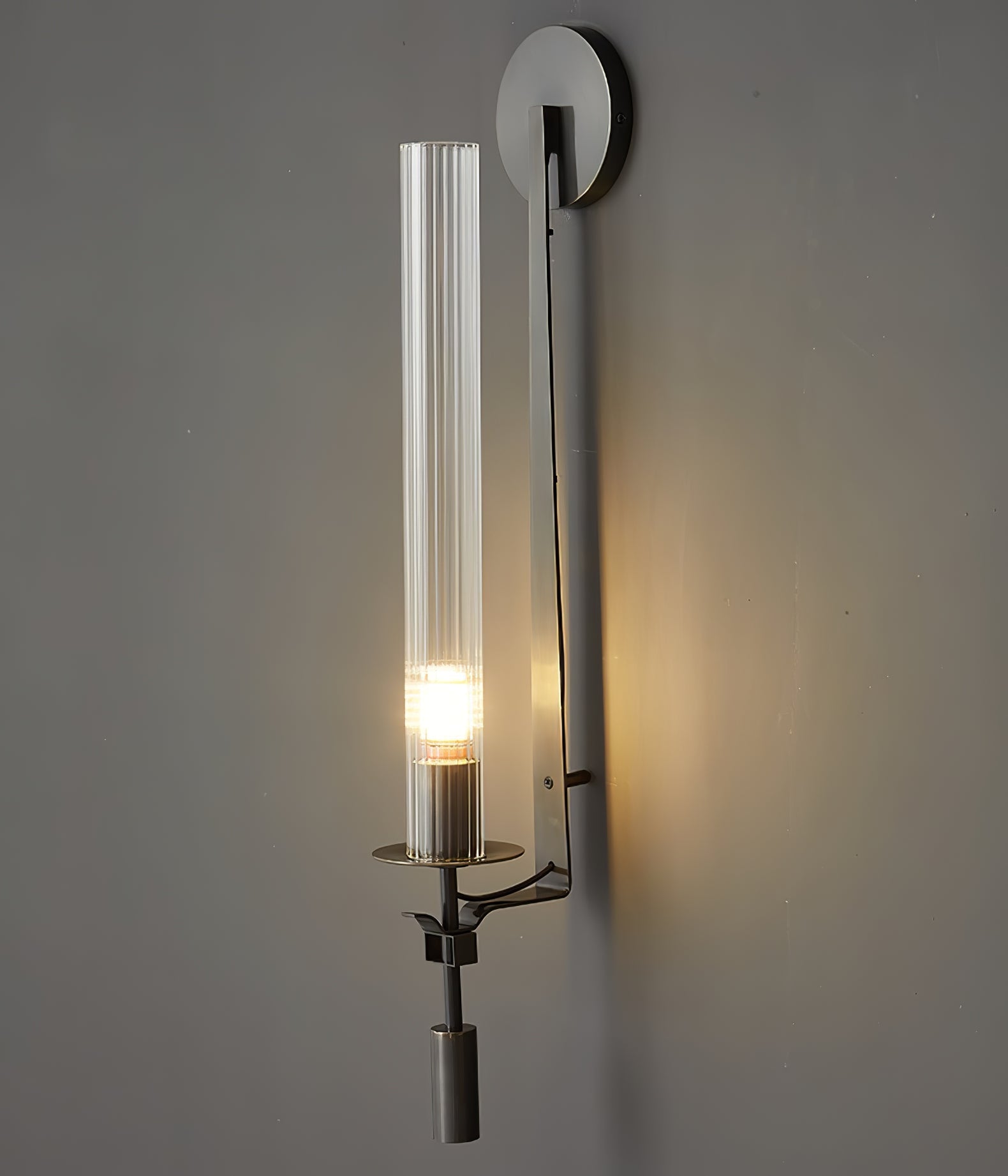 Brass Wall Sconce 28 in (71.0 cm) Clear Glass Indoor Lighting Minimalist Edison Bulb Fixture | Thomler