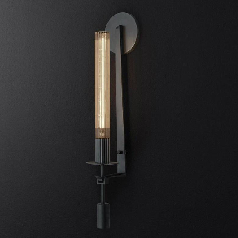 Brass Wall Sconce 28 in (71.0 cm) Clear Glass Indoor Lighting Minimalist Edison Bulb Fixture | Thomler