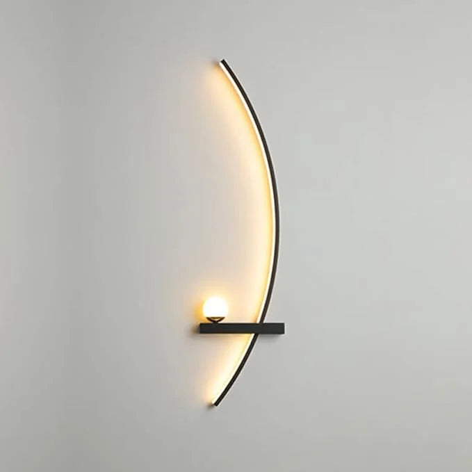 Wall Light Aluminum Acrylic LED Black Gold Modern Bedroom Hallway Decorative Crescent Linear Lighting Fixture | Thomler