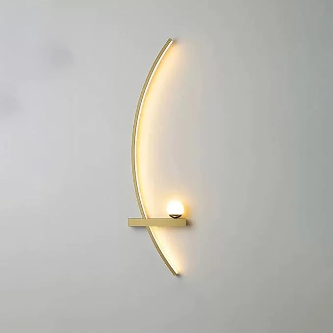 Wall Light Aluminum Acrylic LED Black Gold Modern Bedroom Hallway Decorative Crescent Linear Lighting Fixture | Thomler