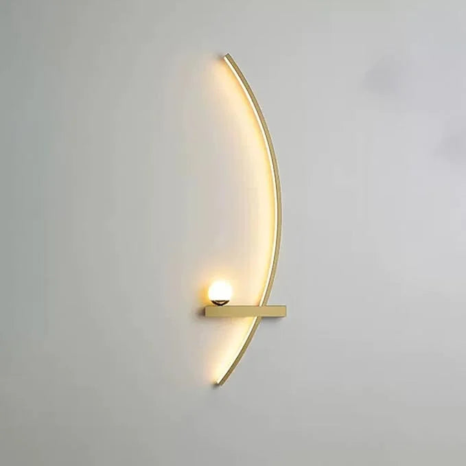 Wall Light Aluminum Acrylic LED Black Gold Modern Bedroom Hallway Decorative Crescent Linear Lighting Fixture | Thomler
