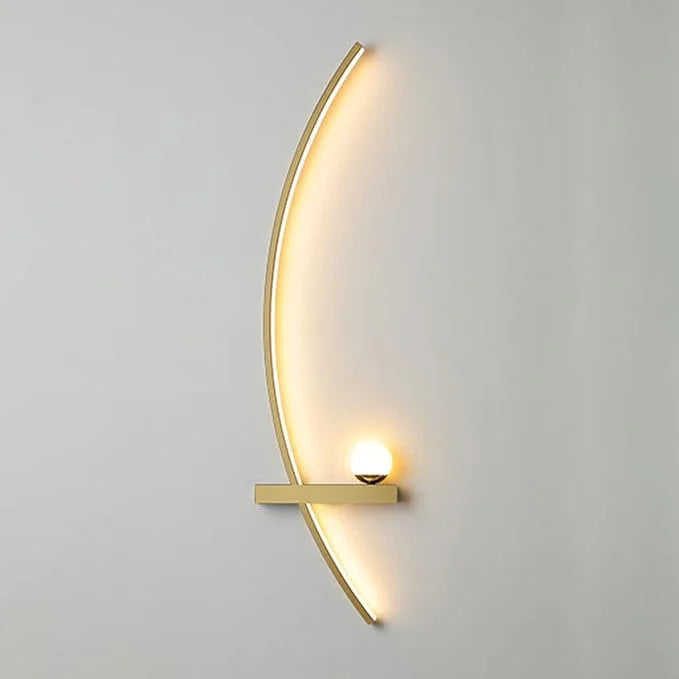 Wall Light Aluminum Acrylic LED Black Gold Modern Bedroom Hallway Decorative Crescent Linear Lighting Fixture | Thomler