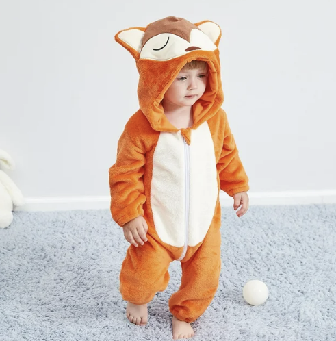 Soft Baby Animal Onesie Costume with Hood – Full-Zip Fleece Outfit for Infants & Toddlers – Home, Playdates & Photo Ops | Thomler
