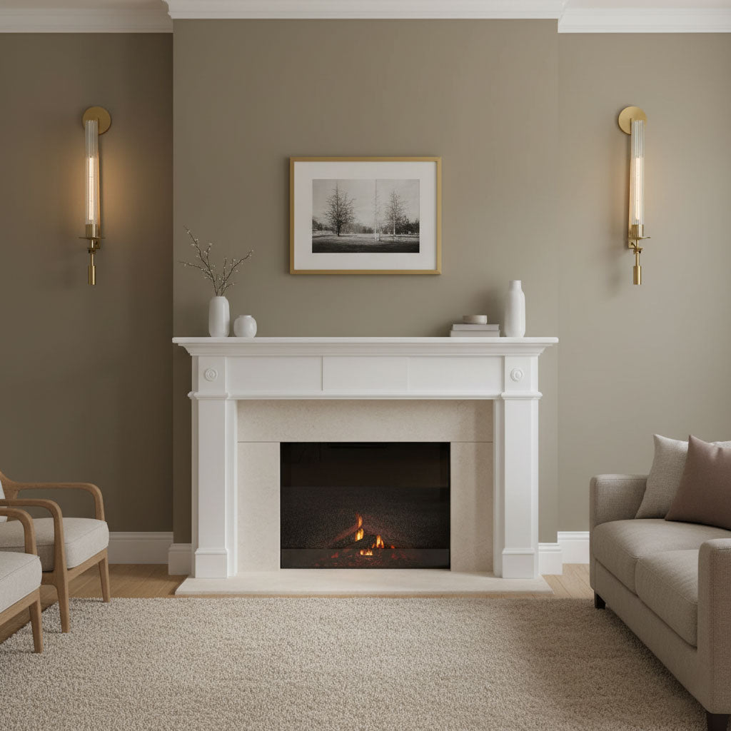 Brass Wall Sconce 28 in (71.0 cm) Clear Glass Indoor Lighting Minimalist Edison Bulb Fixture | Thomler
