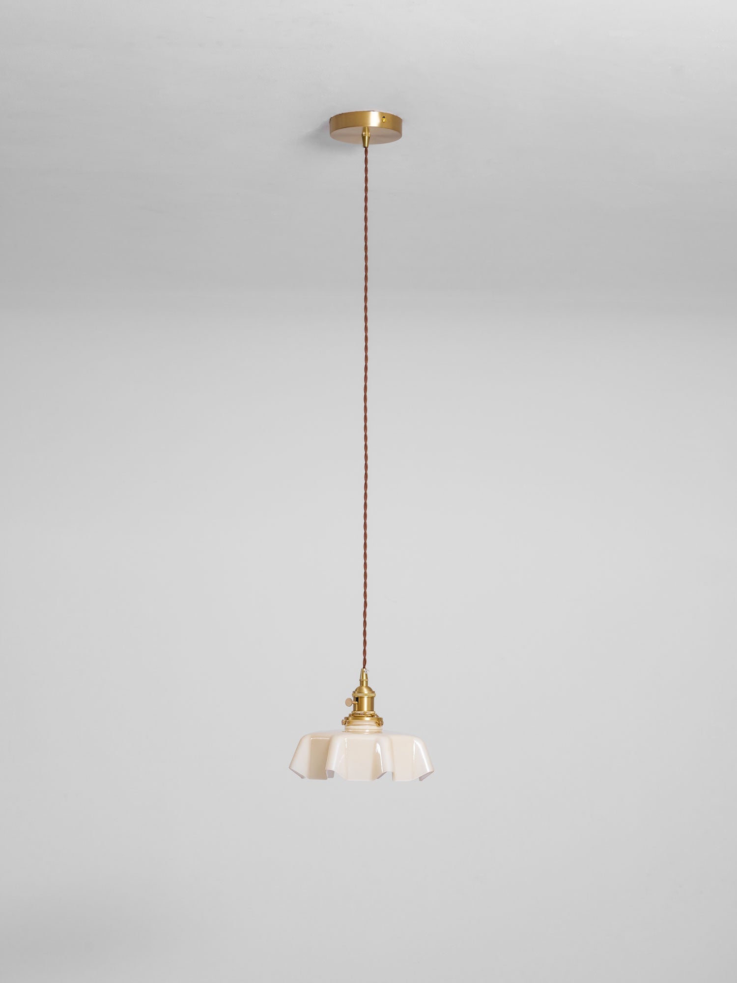 Ceramic Pendant Light 9.8 in x 5.1 in Adjustable Ceiling Indoor White Beige Pink Blue Vintage Lampshade | Thomler