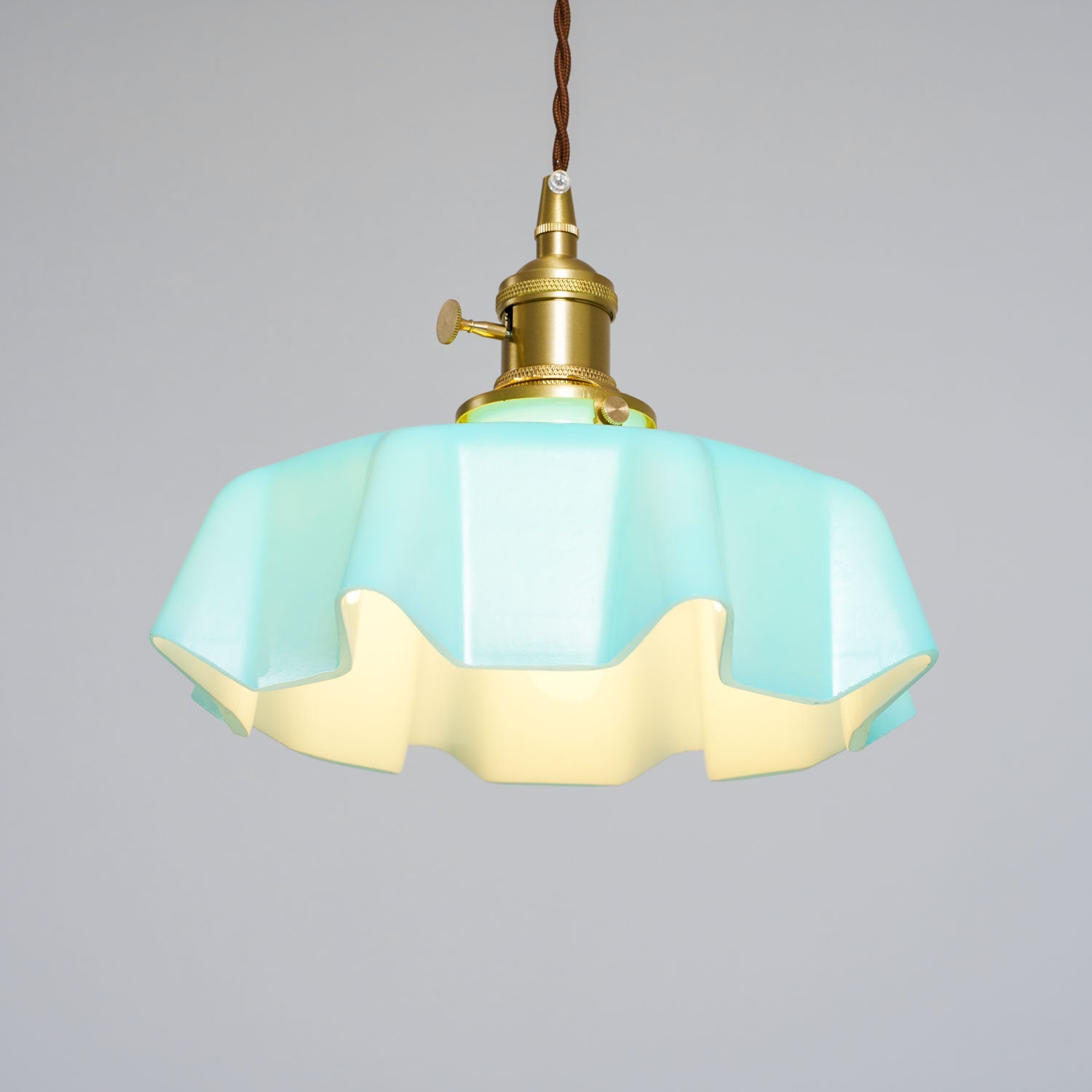 Ceramic Pendant Light 9.8 in x 5.1 in Adjustable Ceiling Indoor White Beige Pink Blue Vintage Lampshade | Thomler
