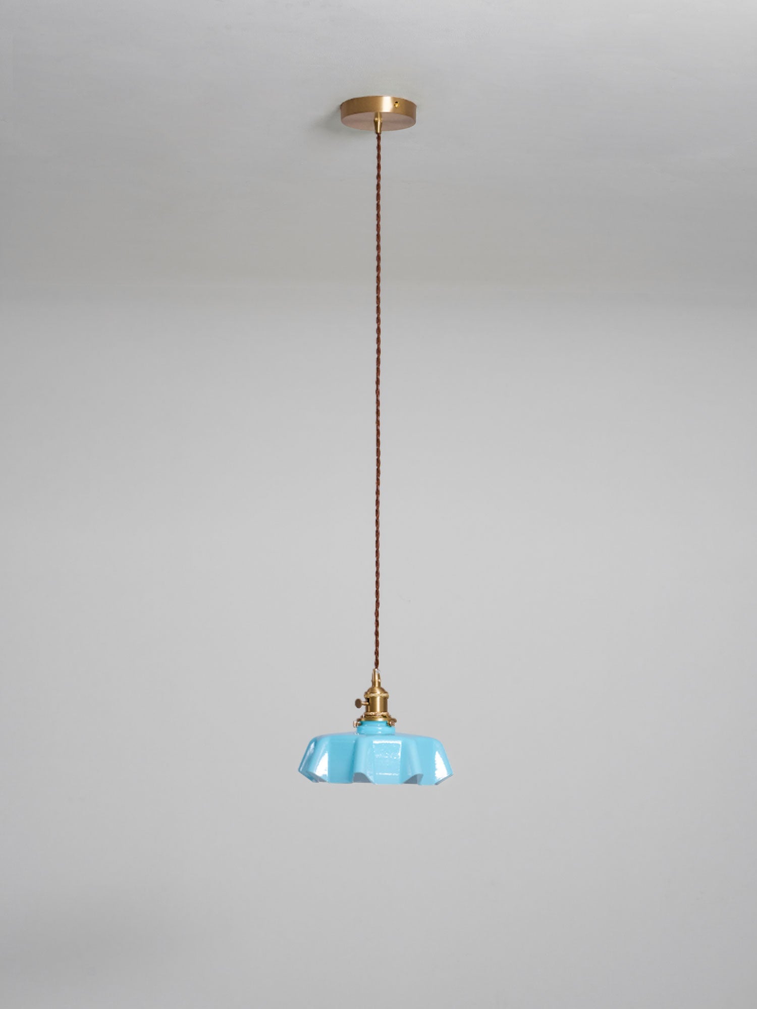 Ceramic Pendant Light 9.8 in x 5.1 in Adjustable Ceiling Indoor White Beige Pink Blue Vintage Lampshade | Thomler