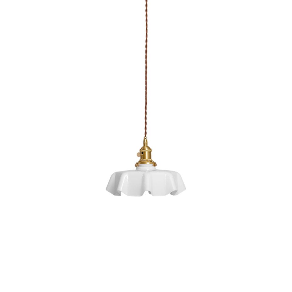 Ceramic Pendant Light 9.8 in x 5.1 in Adjustable Ceiling Indoor White Beige Pink Blue Vintage Lampshade | Thomler
