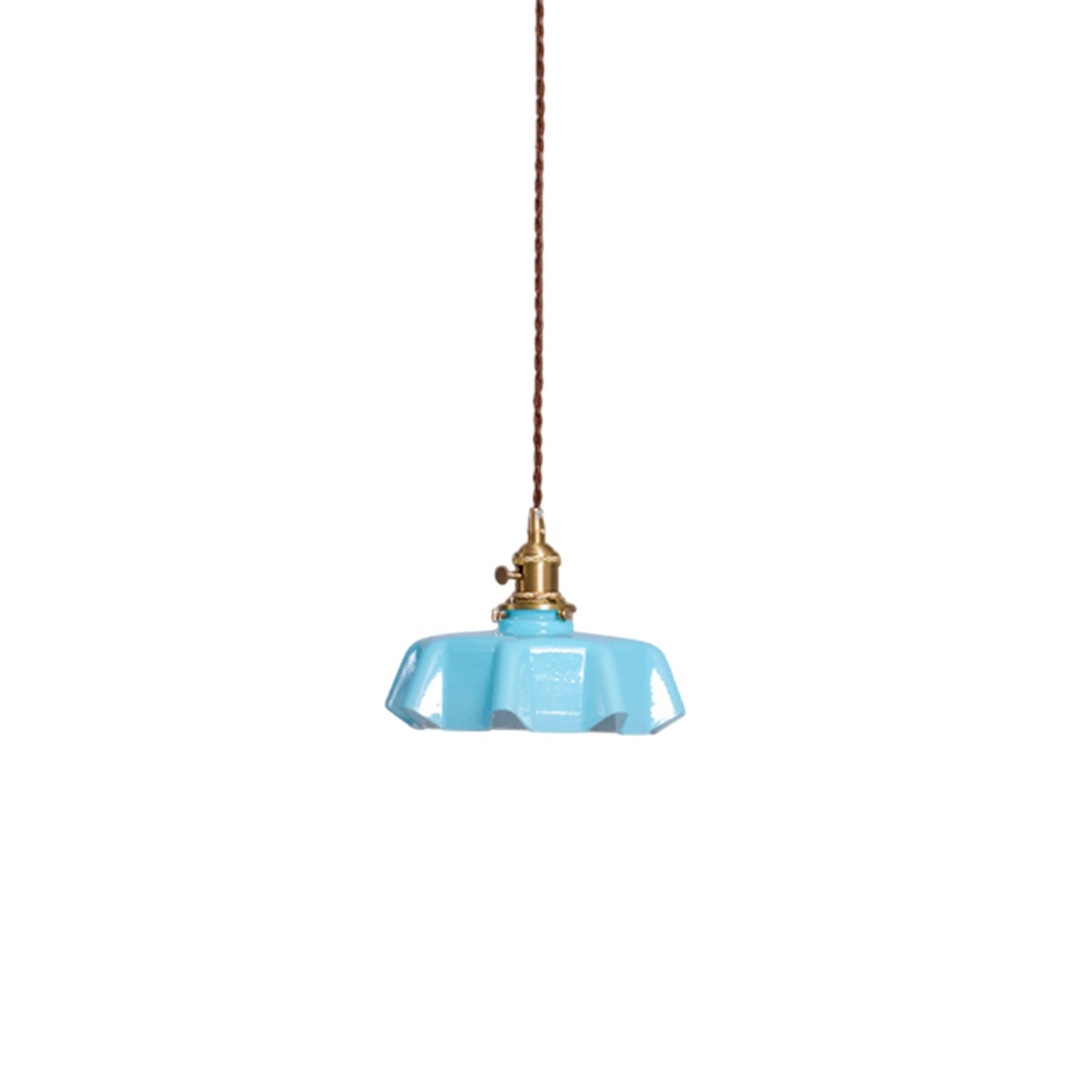 Ceramic Pendant Light 9.8 in x 5.1 in Adjustable Ceiling Indoor White Beige Pink Blue Vintage Lampshade | Thomler