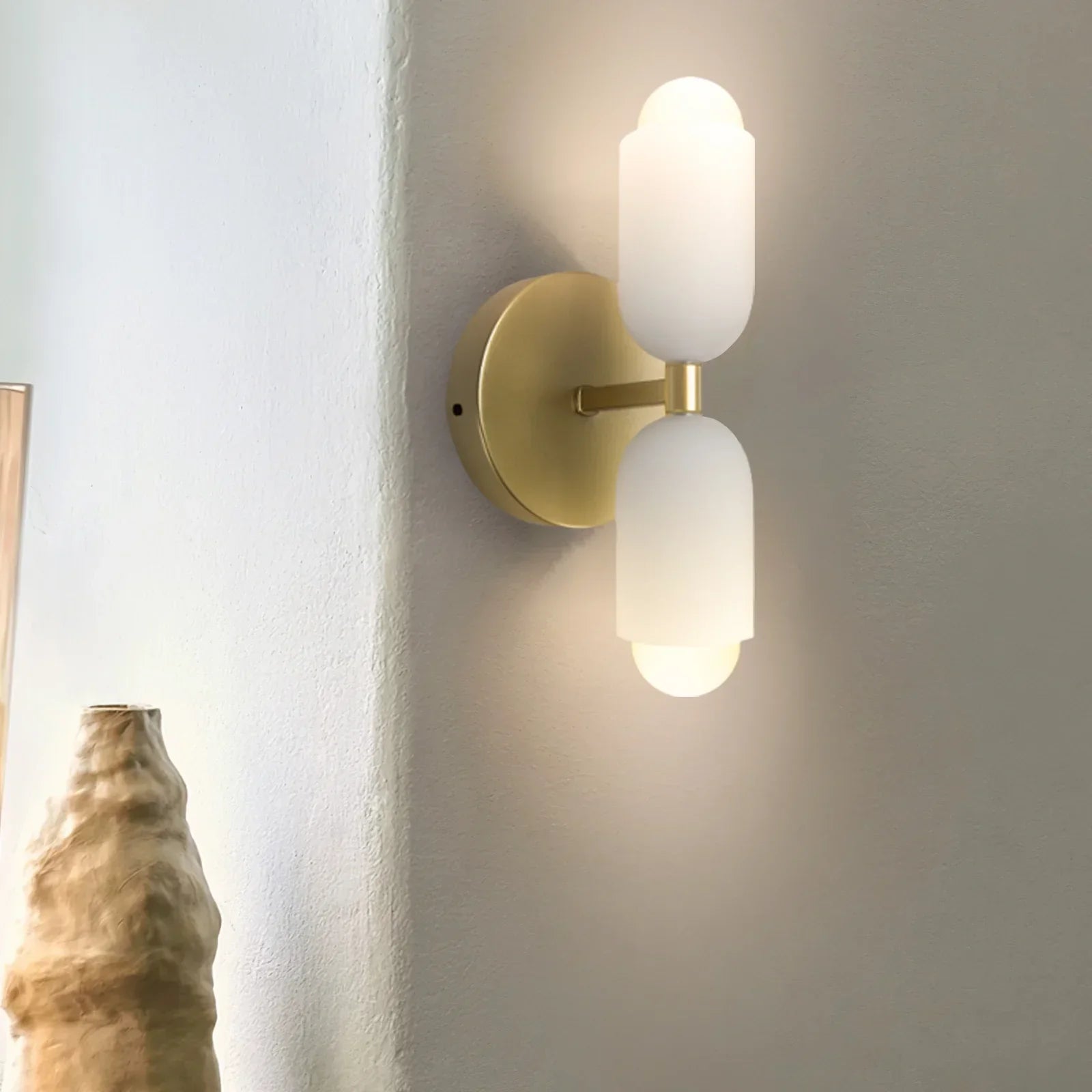Wall Lamp Glass Double E14 25.5 cm French Retro Bedroom Hallway Bathroom Ambient Lighting Fixture | Thomler