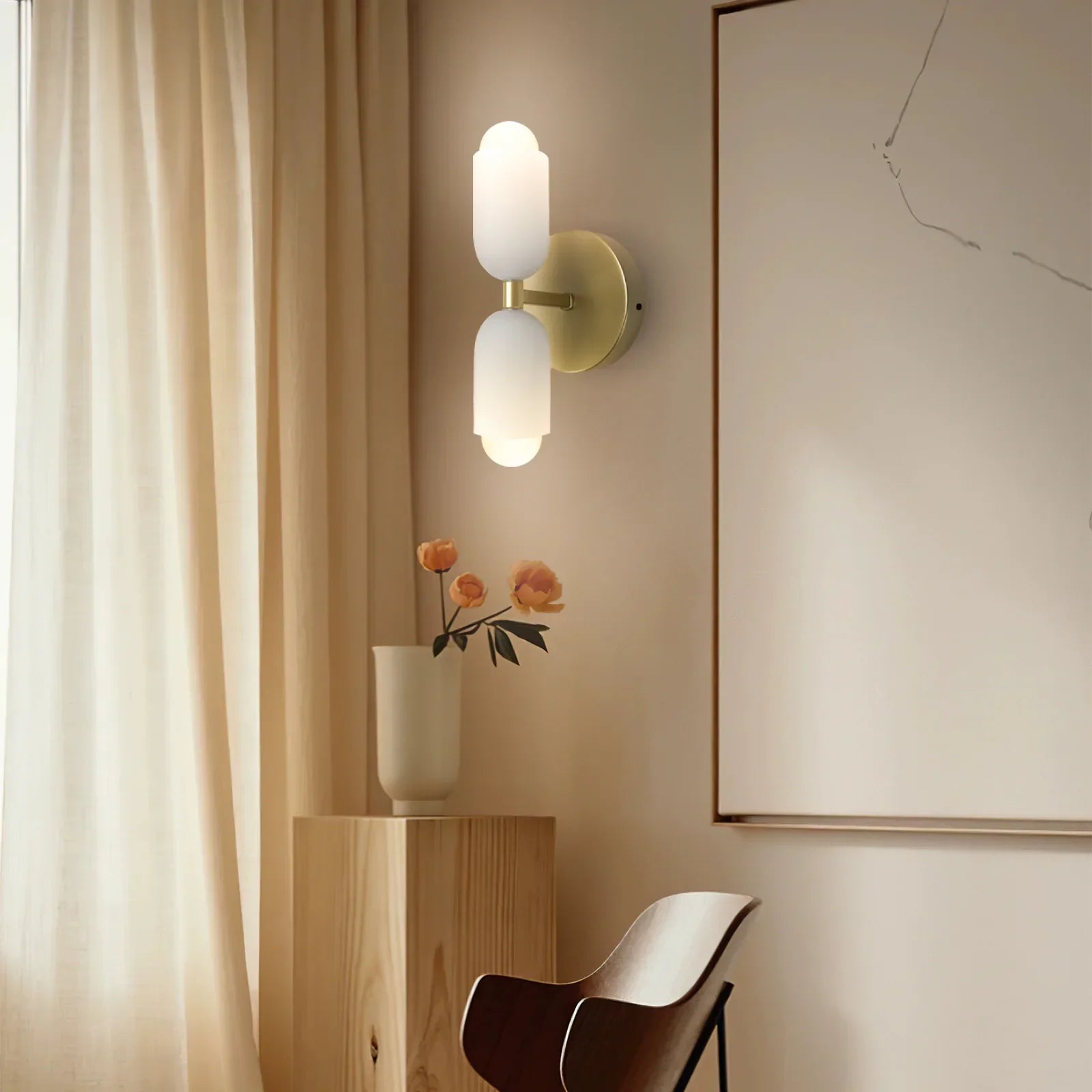 Wall Lamp Glass Double E14 25.5 cm French Retro Bedroom Hallway Bathroom Ambient Lighting Fixture | Thomler
