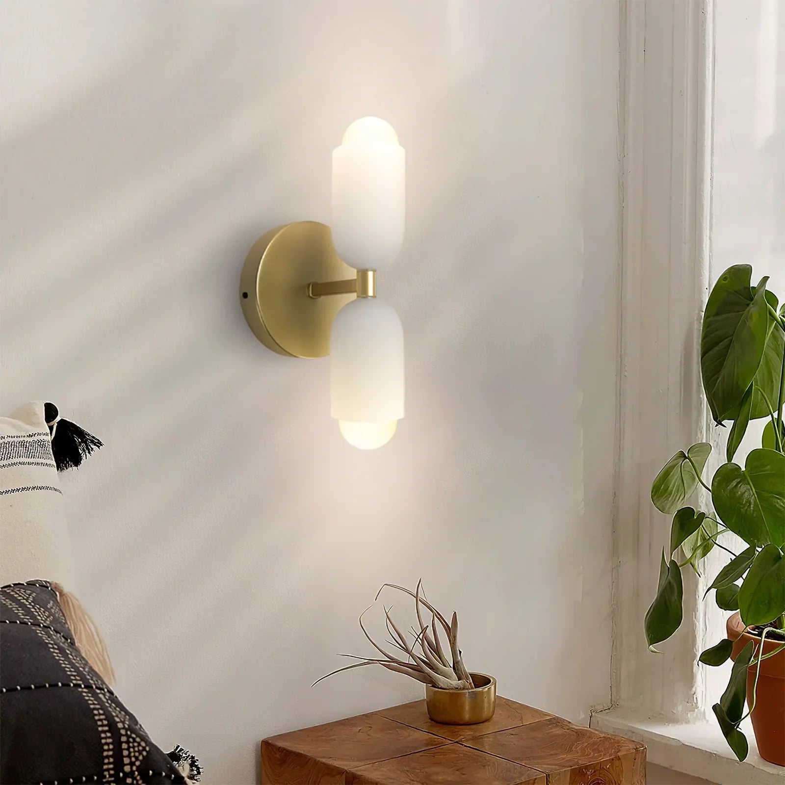 Wall Lamp Glass Double E14 25.5 cm French Retro Bedroom Hallway Bathroom Ambient Lighting Fixture | Thomler