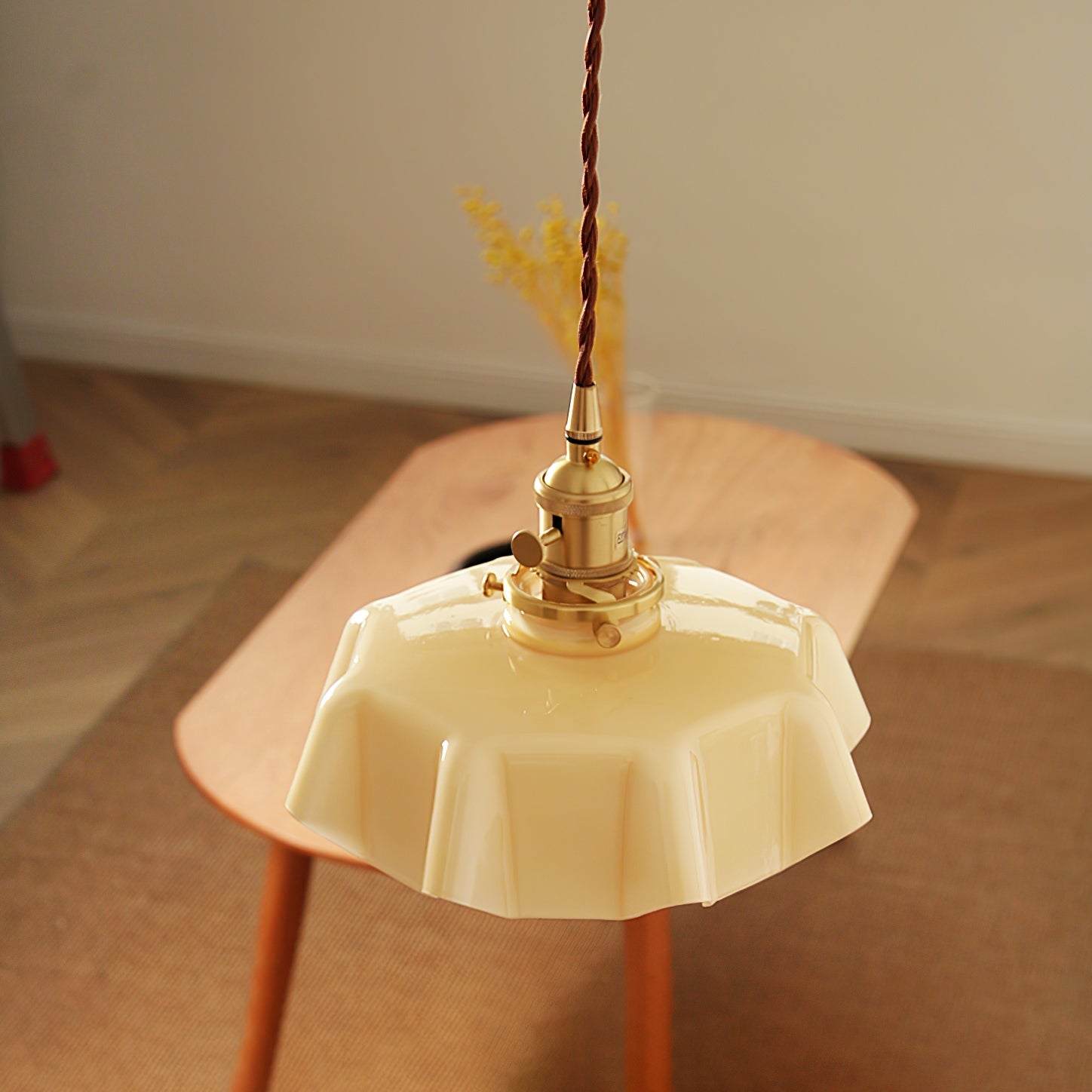 Ceramic Pendant Light 9.8 in x 5.1 in Adjustable Ceiling Indoor White Beige Pink Blue Vintage Lampshade | Thomler