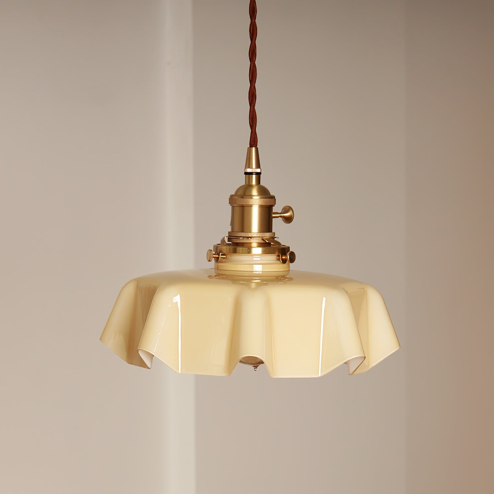 Ceramic Pendant Light 9.8 in x 5.1 in Adjustable Ceiling Indoor White Beige Pink Blue Vintage Lampshade | Thomler