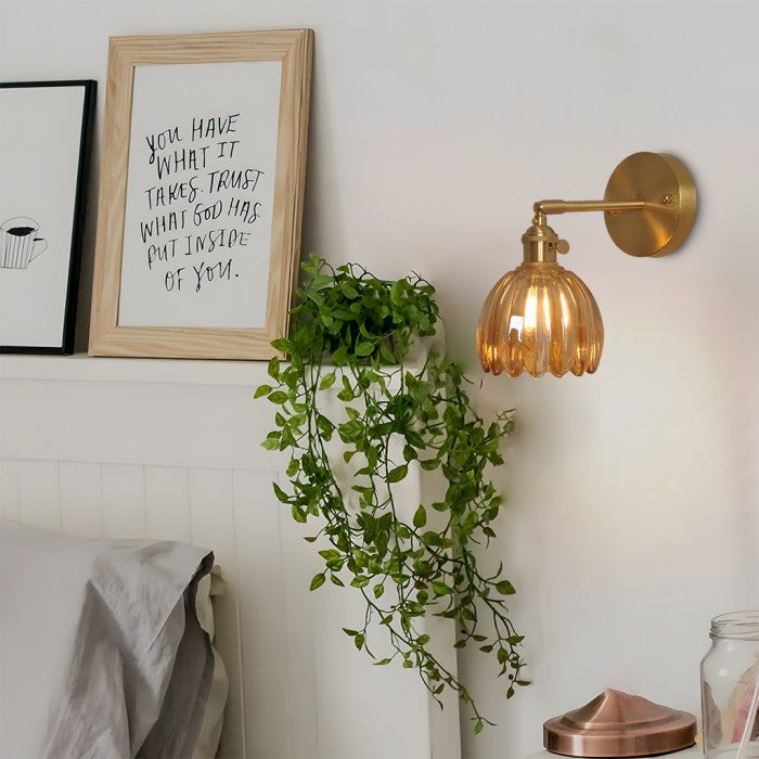 Wall Lamp Glass 7.9 in Adjustable Tulip Shape Green White Amber Black Living Room Bedroom Corridor Lighting | Thomler