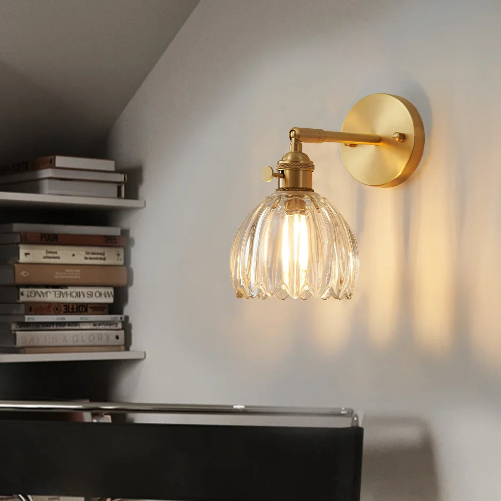 Wall Lamp Glass 7.9 in Adjustable Tulip Shape Green White Amber Black Living Room Bedroom Corridor Lighting | Thomler