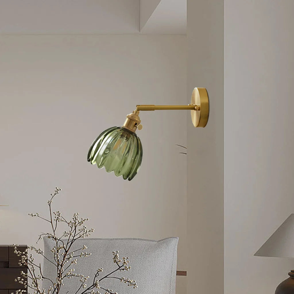 Wall Lamp Glass 7.9 in Adjustable Tulip Shape Green White Amber Black Living Room Bedroom Corridor Lighting | Thomler