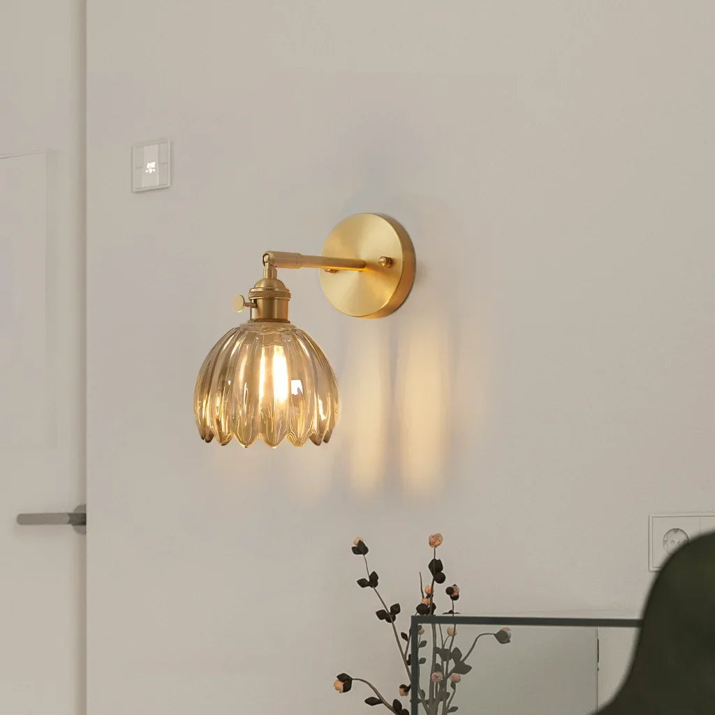Wall Lamp Glass 7.9 in Adjustable Tulip Shape Green White Amber Black Living Room Bedroom Corridor Lighting | Thomler