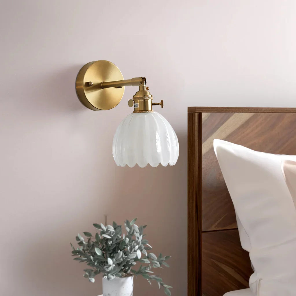 Wall Lamp Glass 7.9 in Adjustable Tulip Shape Green White Amber Black Living Room Bedroom Corridor Lighting | Thomler