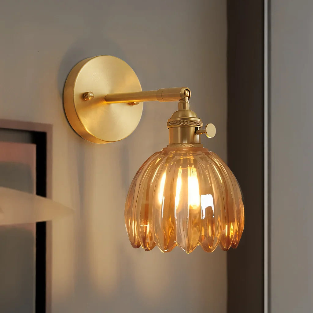 Wall Lamp Glass 7.9 in Adjustable Tulip Shape Green White Amber Black Living Room Bedroom Corridor Lighting | Thomler