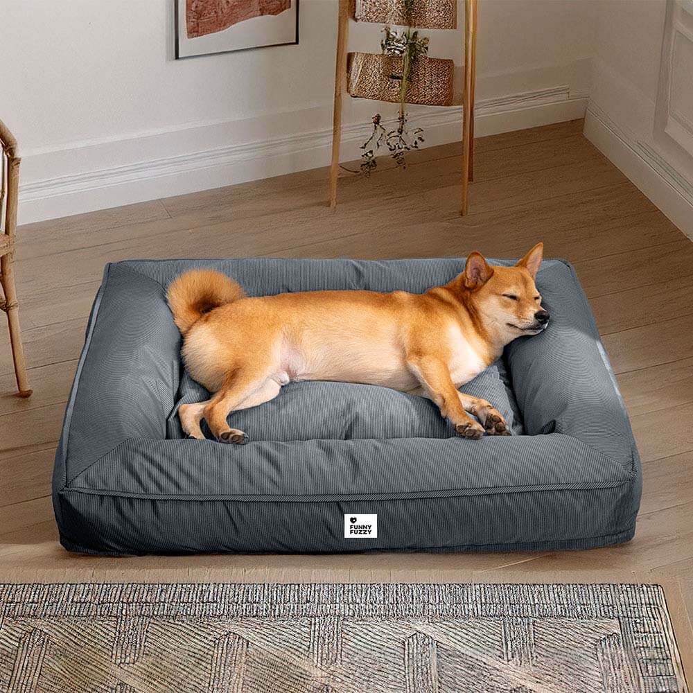 Raised-Edge Bolster Dog Bed with Joint-Relief Foam & Liquid-Proof Cover for Large Breeds | Thomler