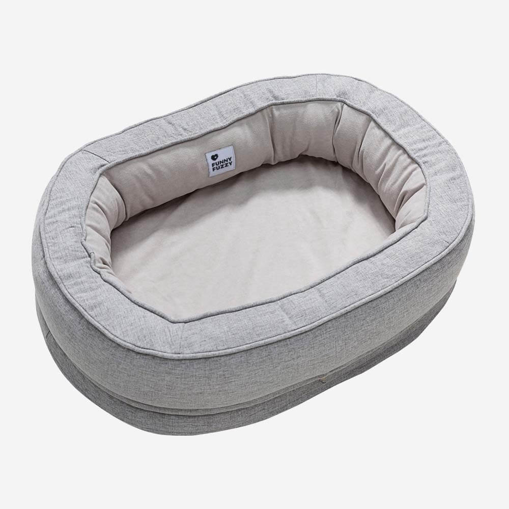 Round Bolster Pet Bed with Orthopedic Foam Support for Dogs | Raised Edge Calming Bed with Machine Washable Cover & Waterproof Liner | Thomler
