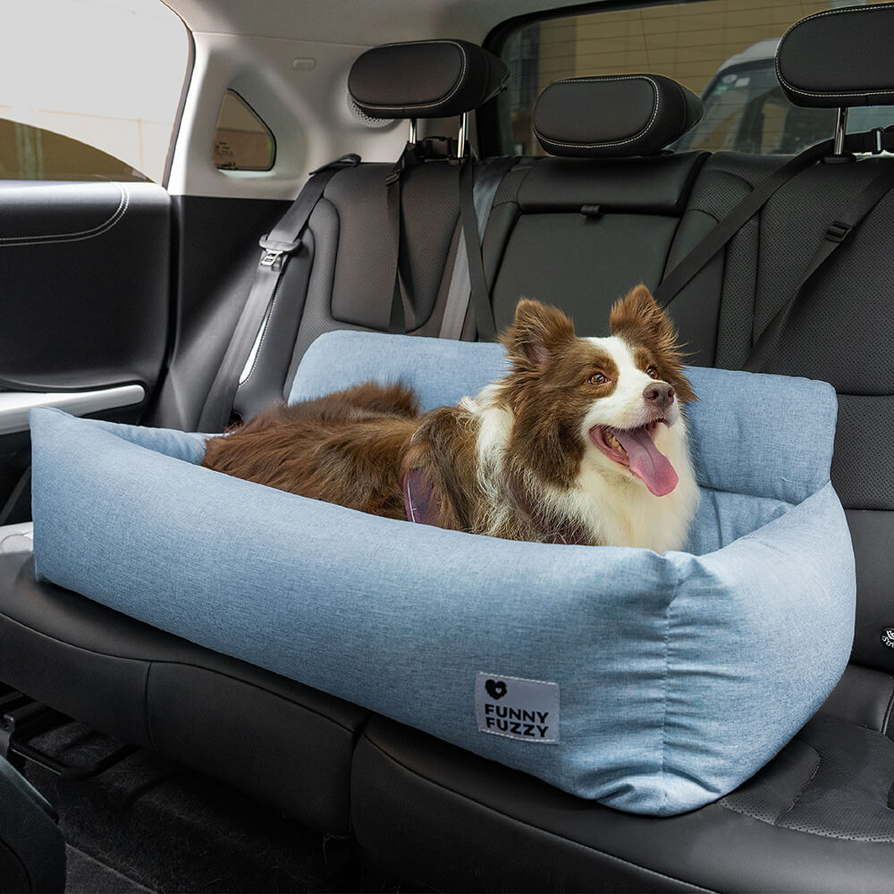 Padded Dog Car Seat Cover with Safety Tethers for Sedans & SUVs – Washable Canvas Bolster Protector for Medium to Large Dogs | Thomler