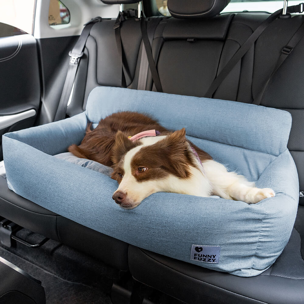 Padded Dog Car Seat Cover with Safety Tethers for Sedans & SUVs – Washable Canvas Bolster Protector for Medium to Large Dogs | Thomler