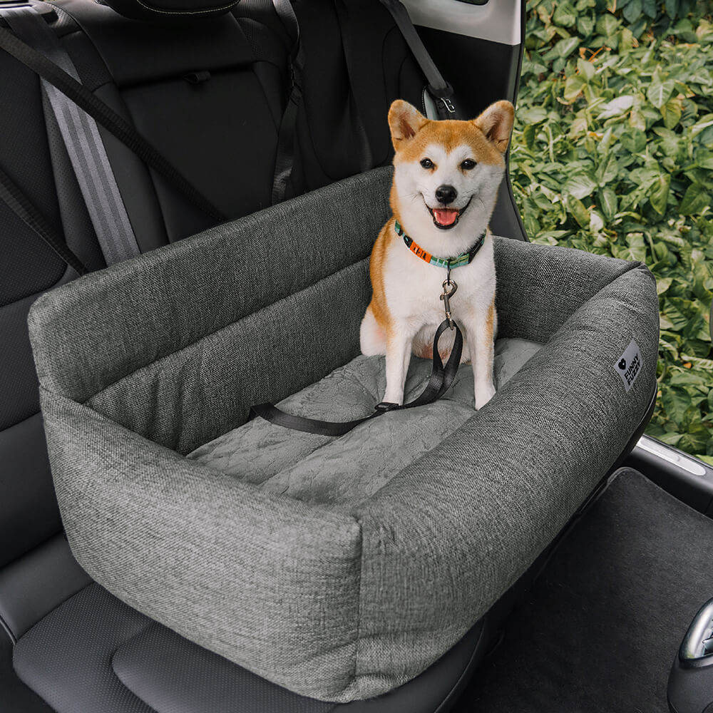 Padded Dog Car Seat Cover with Safety Tethers for Sedans & SUVs – Washable Canvas Bolster Protector for Medium to Large Dogs | Thomler