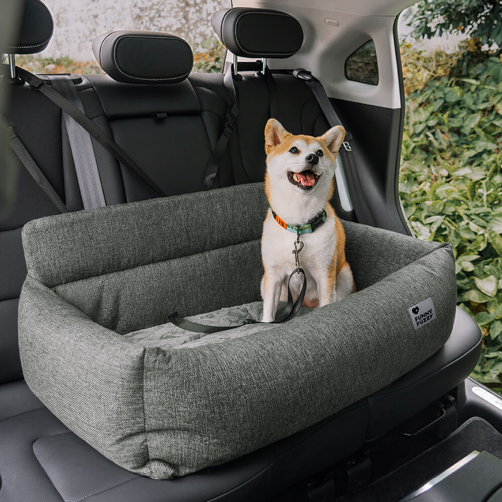 Padded Dog Car Seat Cover with Safety Tethers for Sedans & SUVs – Washable Canvas Bolster Protector for Medium to Large Dogs | Thomler