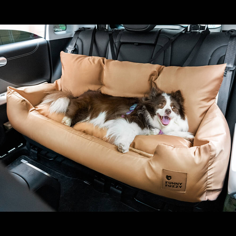 Dog Car Seat Cover for Back Seat – Padded Travel Hammock for Medium & Large Dogs with Safety Tethers & Storage Pockets | Thomler