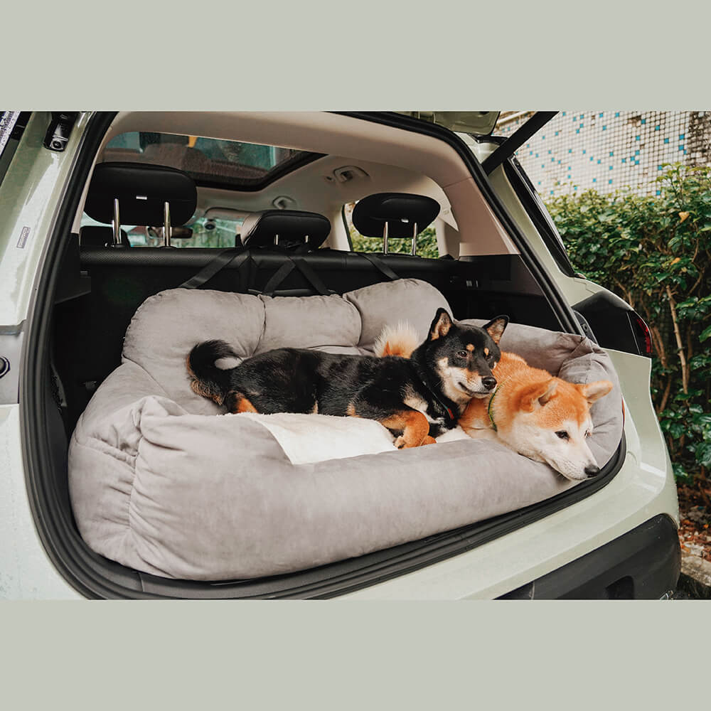 Dog Car Seat Cover for Back Seat – Padded Travel Hammock for Medium & Large Dogs with Safety Tethers & Storage Pockets | Thomler