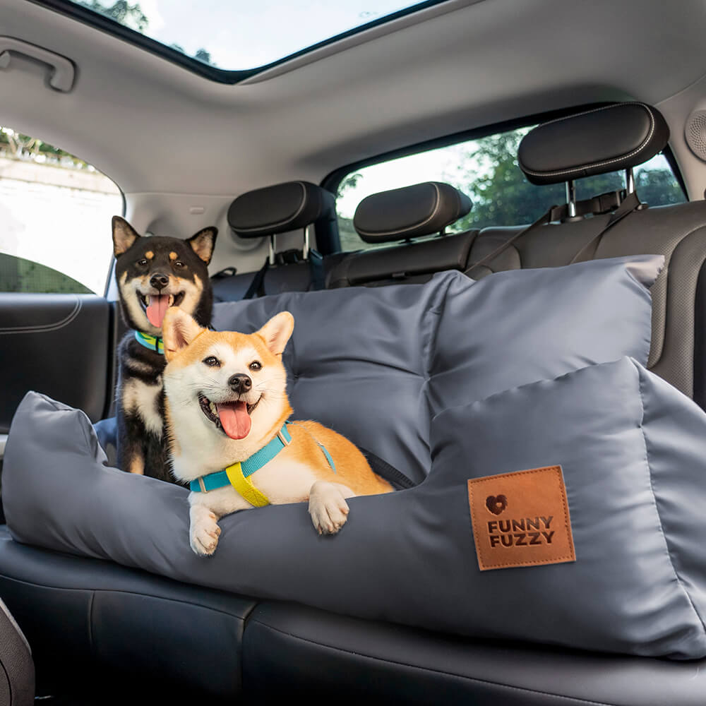 Dog Car Seat Cover for Back Seat – Padded Travel Hammock for Medium & Large Dogs with Safety Tethers & Storage Pockets | Thomler