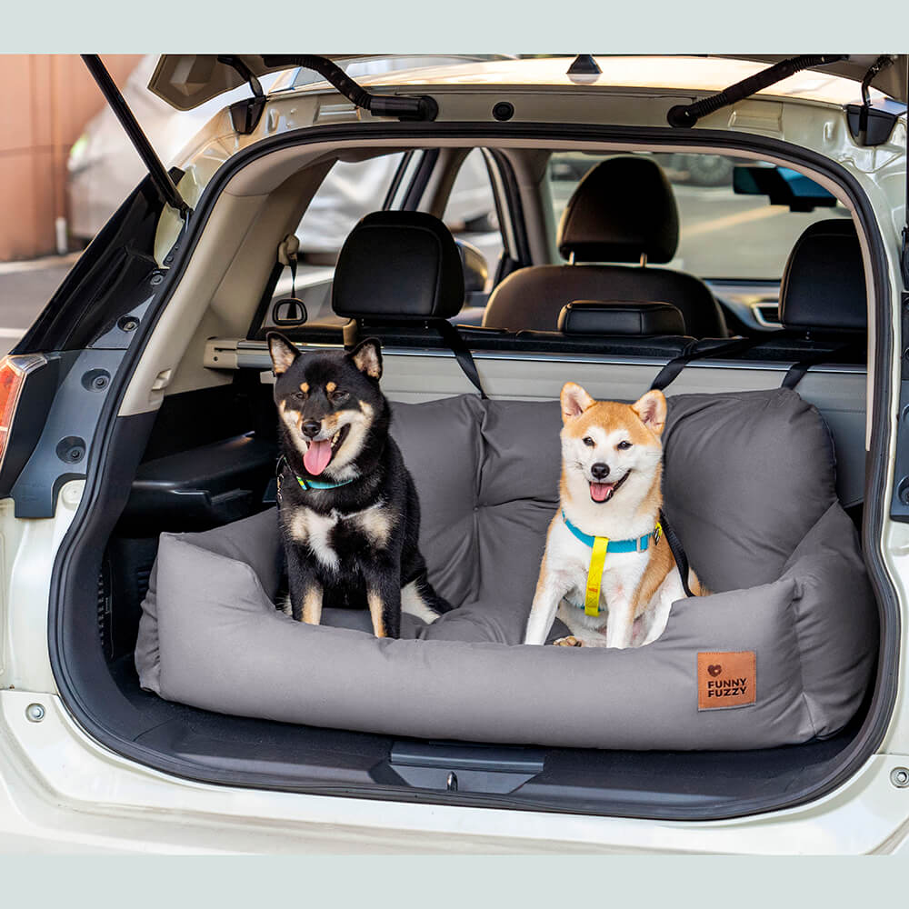 Dog Car Seat Cover for Back Seat – Padded Travel Hammock for Medium & Large Dogs with Safety Tethers & Storage Pockets | Thomler
