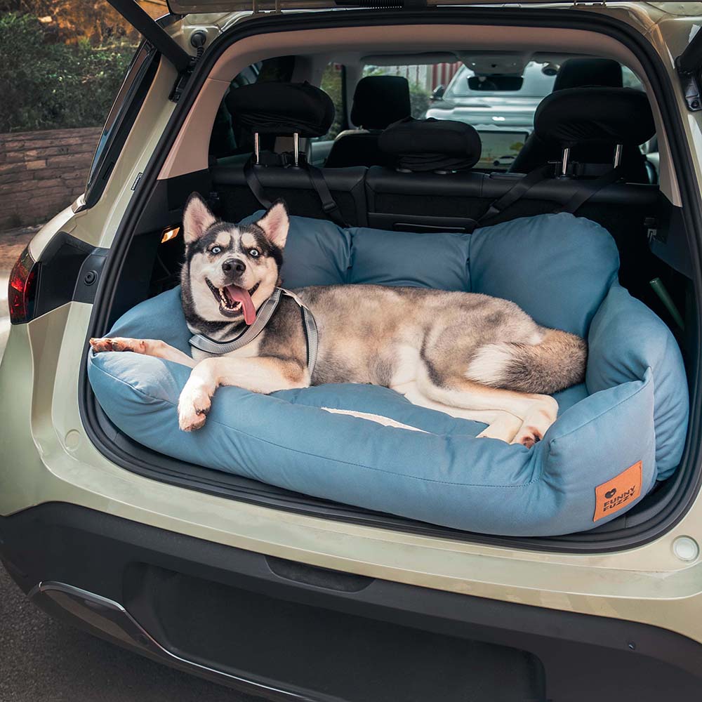 Dog Car Seat Cover for Back Seat – Padded Travel Hammock for Medium & Large Dogs with Safety Tethers & Storage Pockets | Thomler