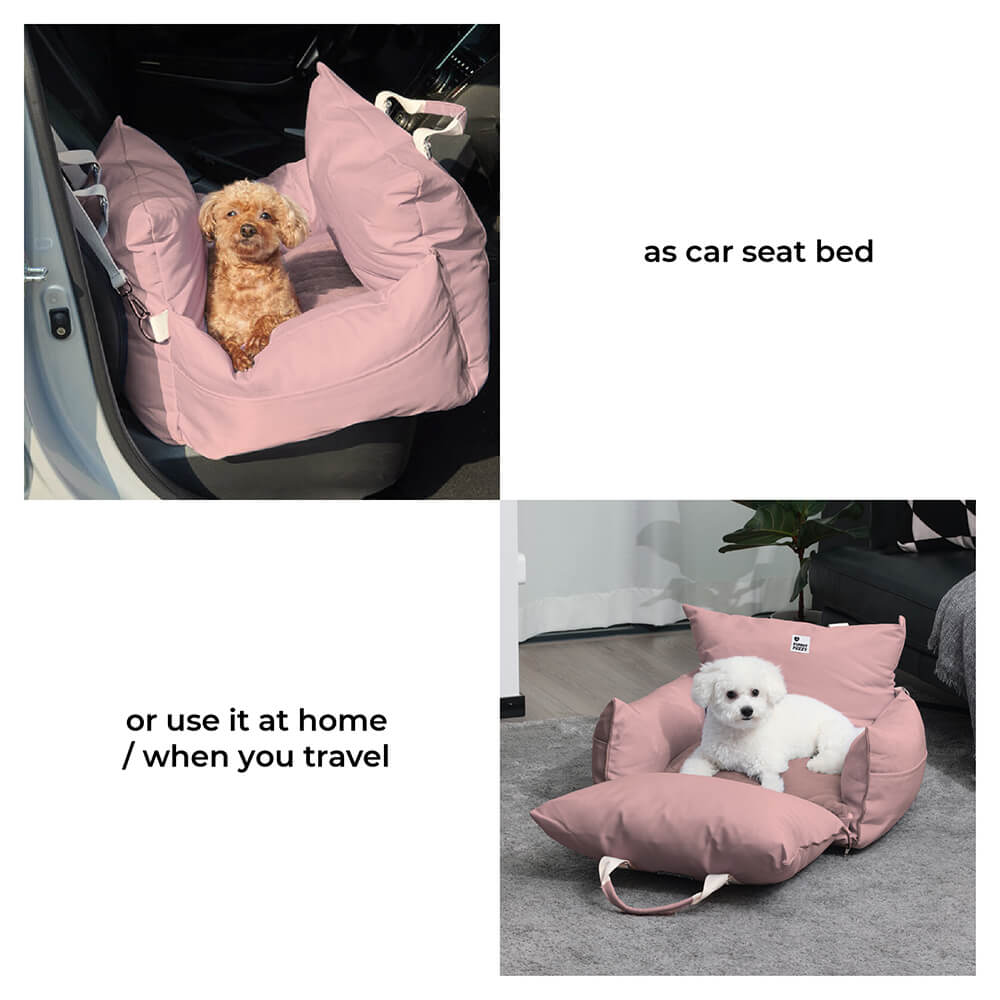 Padded Dog Car Seat Booster with Safety Harness & Side Bolsters – Waterproof Washable Pet Travel Carrier for Cars, SUVs & Travel | Thomler