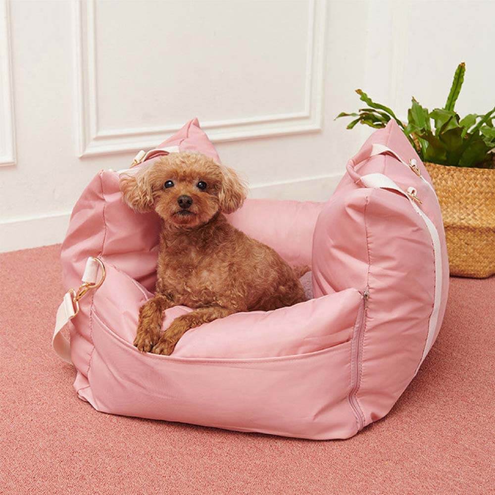 Padded Dog Car Seat Booster with Safety Harness & Side Bolsters – Waterproof Washable Pet Travel Carrier for Cars, SUVs & Travel | Thomler