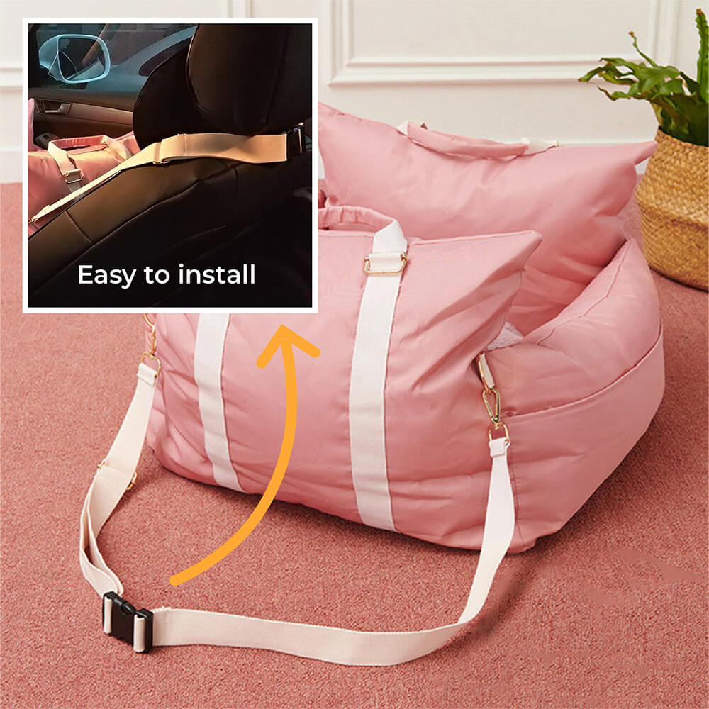 Padded Dog Car Seat Booster with Safety Harness & Side Bolsters – Waterproof Washable Pet Travel Carrier for Cars, SUVs & Travel | Thomler