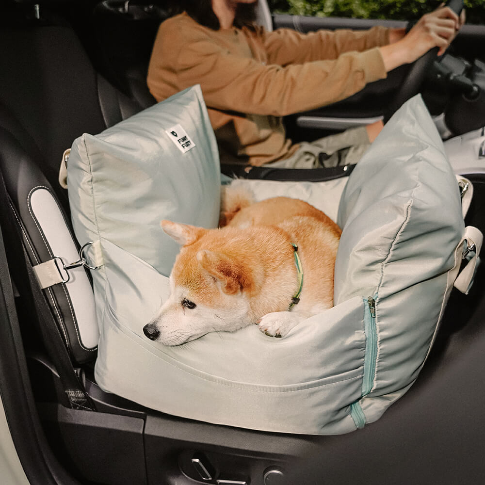 Padded Dog Car Seat Booster with Safety Harness & Side Bolsters – Waterproof Washable Pet Travel Carrier for Cars, SUVs & Travel | Thomler